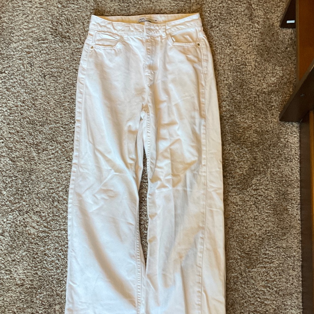 Zara Cream Wide-Leg Trousers